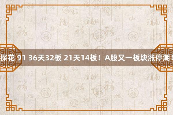 探花 91 36天32板 21天14板！A股又一板块涨停潮！