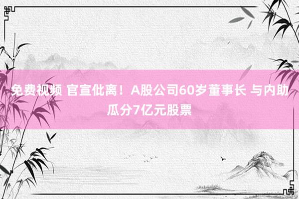 免费视频 官宣仳离！A股公司60岁董事长 与内助瓜分7亿元股票