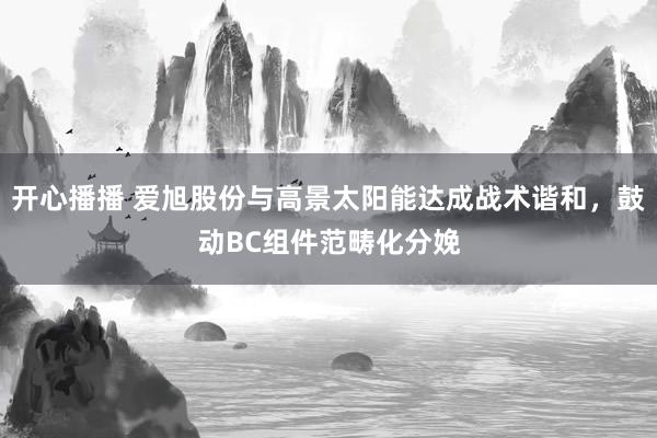 开心播播 爱旭股份与高景太阳能达成战术谐和，鼓动BC组件范畴化分娩